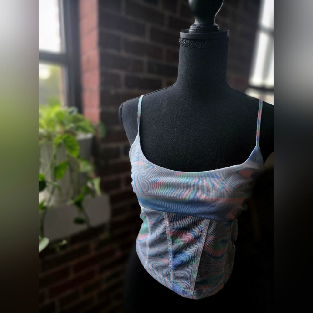 Urban outfitters, sher crop top, tie dye, swirl, adjustable straps, medium